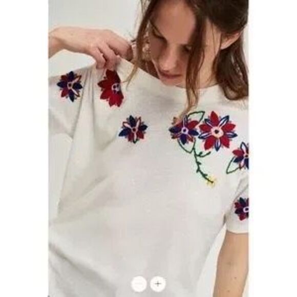 Free People Petal Stitch Tissue Tee - cream combo - Picture 1 of 8